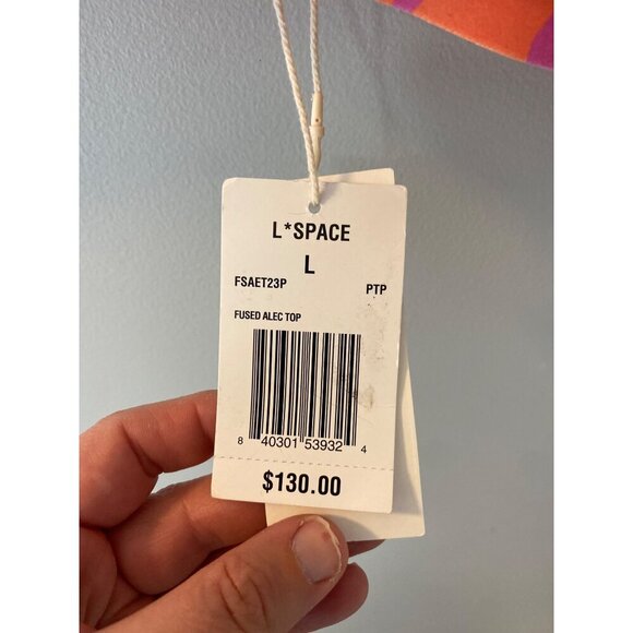 L*Space Fused Alec swim Top purple / orange size large $130 MSRP - Picture 3 of 7